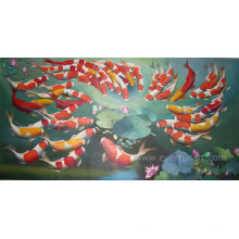 Pintura hecha a mano de los pescados del arte de la lona
